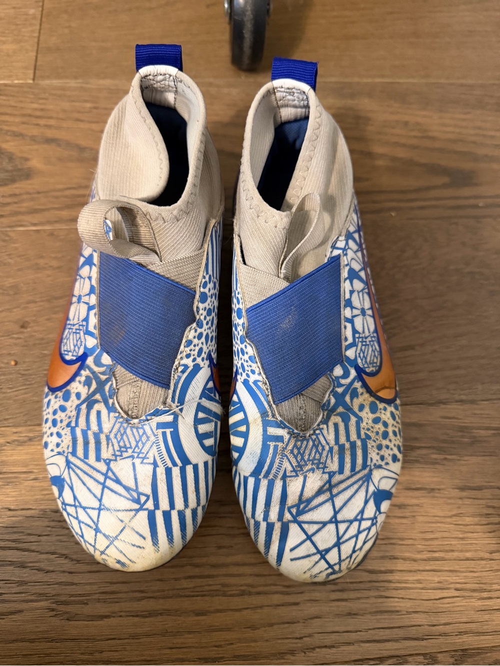 Nike Kids White, Blue & Orange Graphic Soccer Sneakers